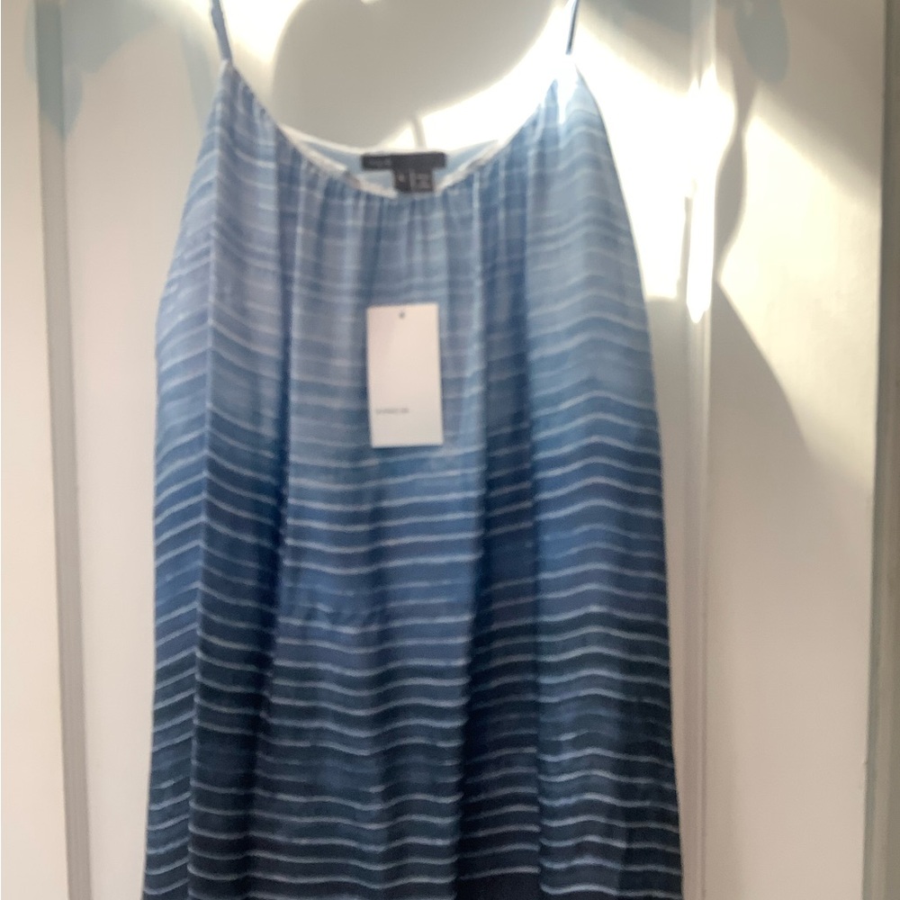 Vince Light Blue Ombre Stripe Silk Blouse